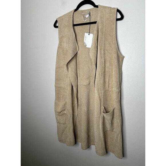 Barefoot Dreams CozyChic Ultra Lite Cascading Vest Carmel Size Medium NWT - Picture 9 of 11